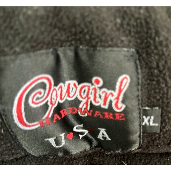 Cowgirl Hardware Quilted Down Puffer Vest Black Zip Logo Size XL Western Moto - Picture 4 of 8